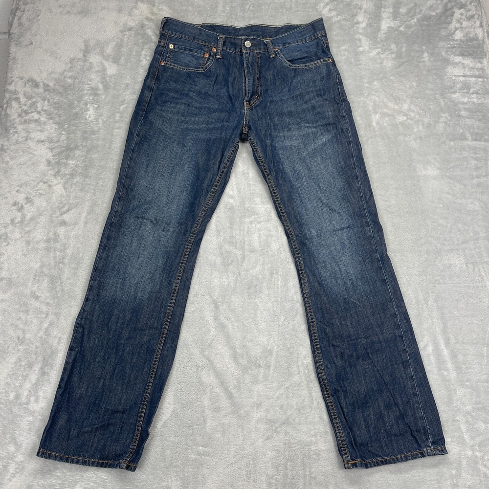 Levi's Jeans Mens 34x32 Blue Denim 527 Whiskered Faded Low Rise Slim Bootcut Leg